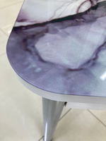 Стол неразд Прямоугольный подстолье прямое хром Царг.пояс белый Ст-ца текстура 1 (белая) ф/п стекло