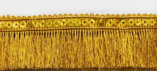 Тесьма люрекс бахрома пайетка, ш. 3 см, золотой