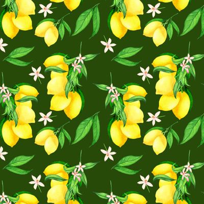 Лимонные ветки на зелёном фоне