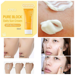 A'Pieu Pure Block Natural Daily Sun Cream SPF45/PA+++ солнцезащитный крем