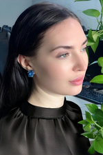 Клипсы "Цветы" ручной работы из бисера и камня кианит