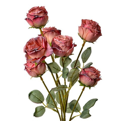 Ветка розы в античном стиле коралл 8x8x55см Полиэстр, пластик