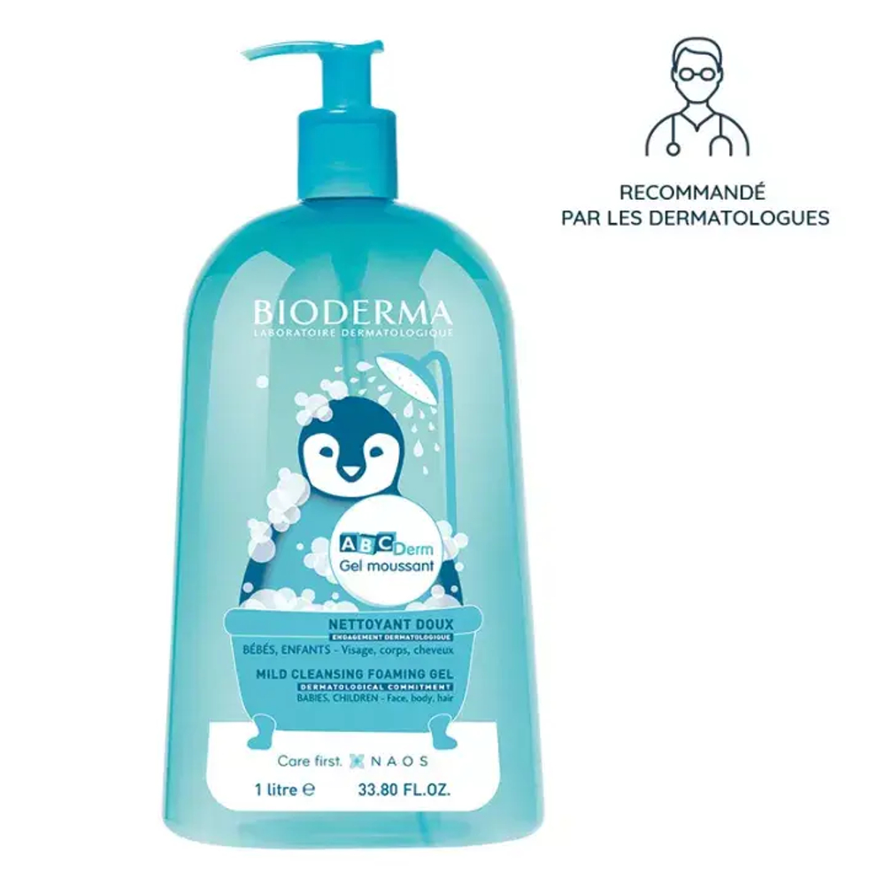 BIODERMA ABCDERM Foaming Gel Мягкий очищающий гель для лица и тела для малышей и детей 1 л