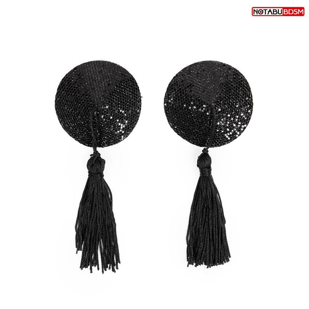 Черные круглые пэстисы с кисточками (Цвет: черный)
