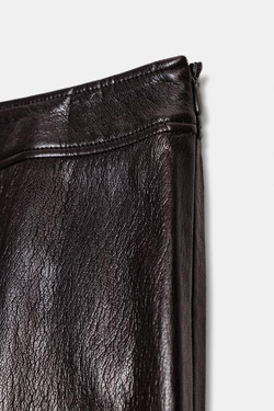 ZARA ЮБКА МИДИ ИЗ ИСКУССТВЕННОЙ КОЖИ, КОРИЧНЕВЫЙ