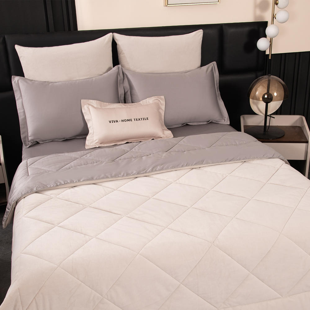 КПБ на резинке Сатин Velvet Premium с Одеялом VPR010, Евро, 4 наволочки, простынь 160*200*25