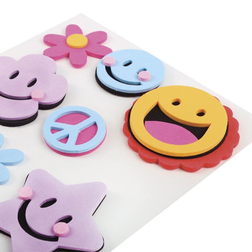 Наклейки из EVA "Смайлики", 10 шт., ассорти, ОСТРОВ СОКРОВИЩ, 661453