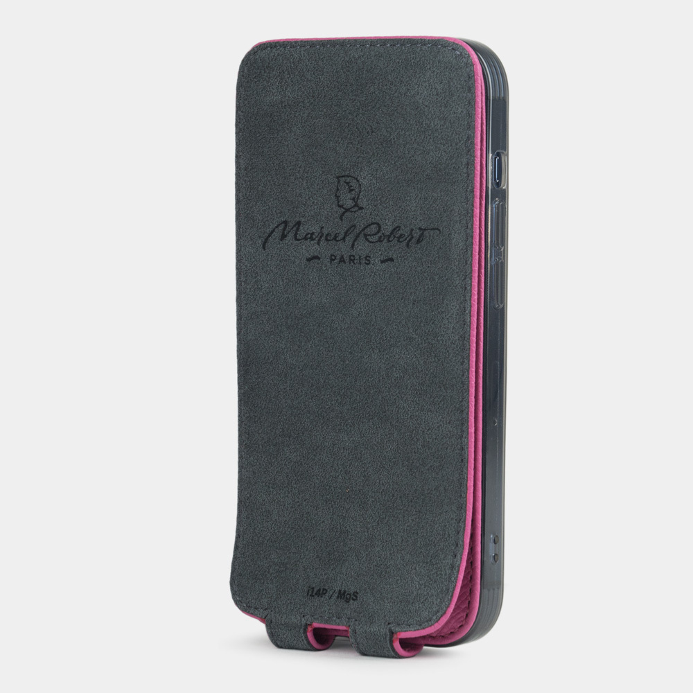 Чехол для iPhone 15 Pro Max из кожи сафьяно, цвета фуксии