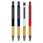 Ручка шариковая, автоматическая, Basir, синие чернила, металлическая, 4 цветов корпуса с деревянным держателем, 12 шт