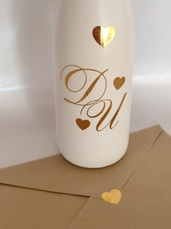 Наклейки свадебные зеркальное золото Сердечки