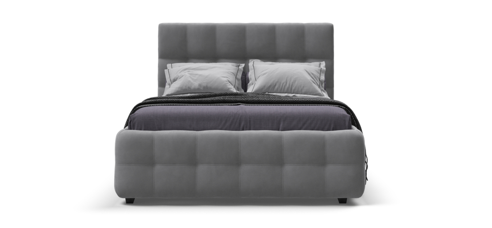Босс Кровать+ПМ 140 Велюр Монолит сталь