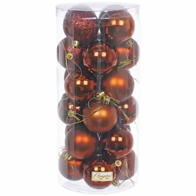 Новогодние шары 6 см (набор 24 шт) «Микс фактур», шоколад