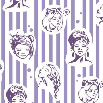 Лица девушек. Полоски и кружочки