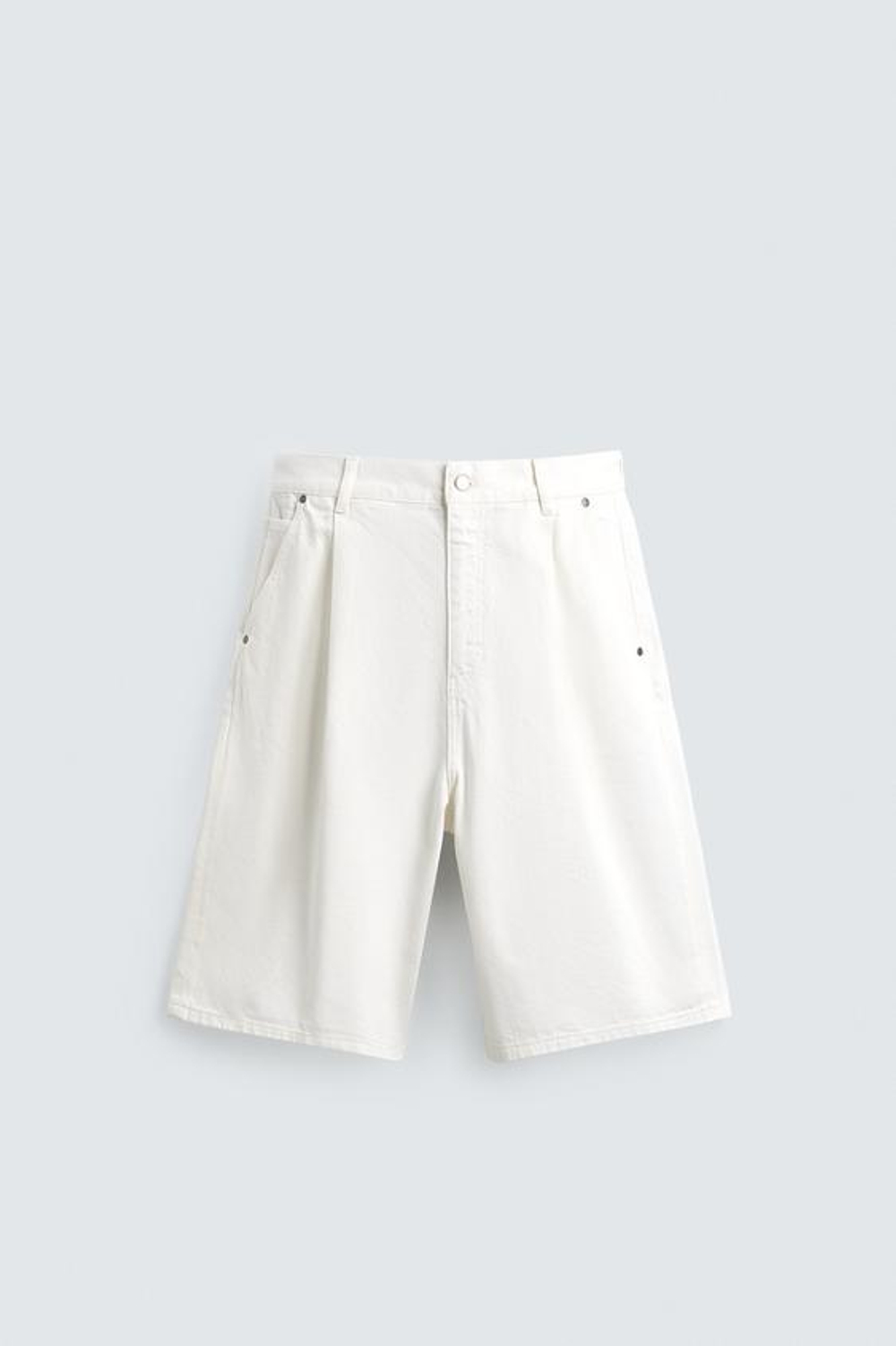 ZARA ШОРТЫ RELAXED FIT СО СКЛАДКАМИ, БЕЛЫЙ