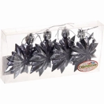 Ёлочные игрушки «Таинственное очарование» Звезда остроконечная 6 см (набор 4 шт), графит