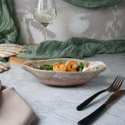 Блюдо овальное 24*12,5 см h5,5 см 210 мл Pearl Sea Stone с ручками Frutti di Mare P.L. [4]