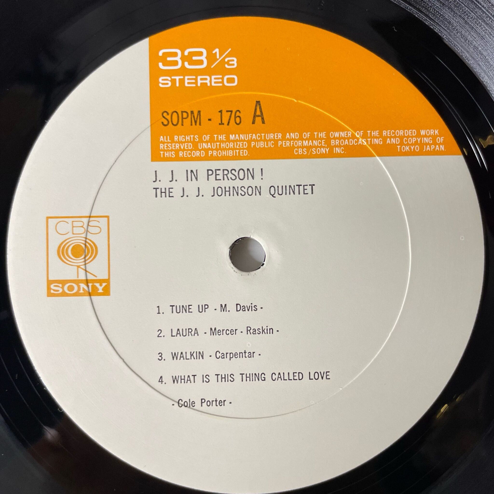 Винтажная виниловая пластинка LP The J.J. Johnson Quintet, J. J. In Person (Japan 1976) (No Obi)