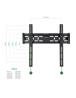 Кронштейн ONKRON FM5 чёрный (32"-55" Максимальная нагрузка: 56,8 кг VESA: 75x75, 100x100, 100x200, 200x100, 200x200, 200x300, 200x400, 300x100, 300x200, 300x300, 300x400, 400x200, 400x300,400x400 мм )
