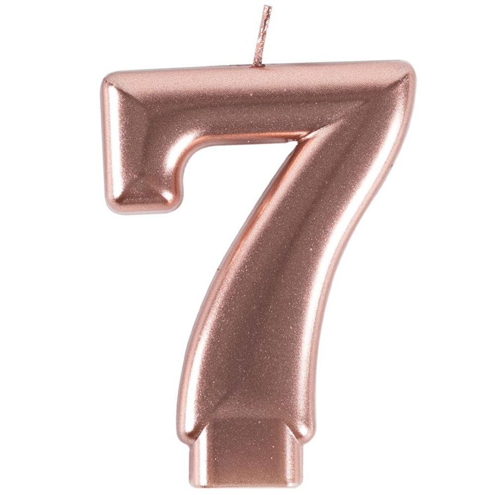 Свечи-цифры "Розовое золото металлик" 8 см (от 0 до 9)