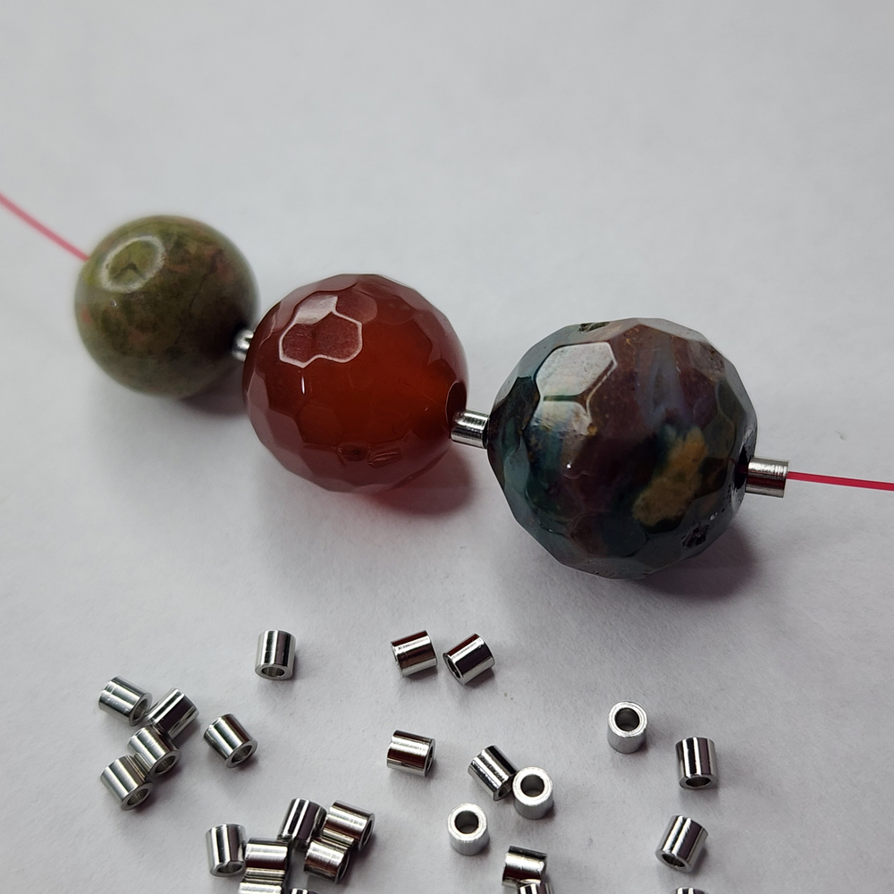 Разделитель для бусин, сталь, трубочка, проставка, р-р 2×2мм