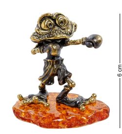 Народные промыслы AM-2196 Фигурка «Лягушка-боксер» (латунь, янтарь)