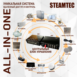 Парогенераторы для хамама и турецкой бани Steamtec TOLO MOMENT - 18 кВт/ Cерия PLATINUM со встроенной музыкой, пультом на 9-ти языках и возможностью монтажа без термодатчиков