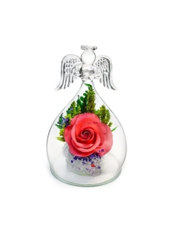натуральная роза в стеклянном ангеле, вакуум