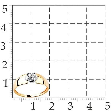 Кольцо классическое из золота 585 с бриллиантом