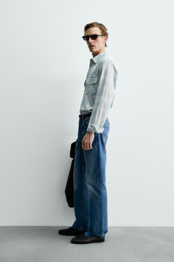 ZARA X AARON LEVINE ЛЕГКАЯ ДЖИНСОВАЯ РУБАШКА, ГОЛУБОЙ