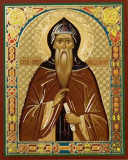 Икона на деревянной основе Геннадий Костромской прп. 8х6 с тиснением золотой фольгой, в упаковке (Ер