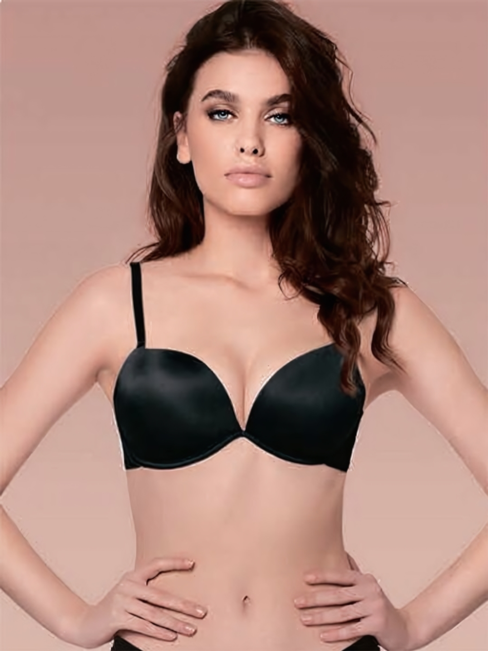 Бюстгальтер супер пуш-ап из мягкой микрофибры (Размер: 2B) (Цвет: черный)