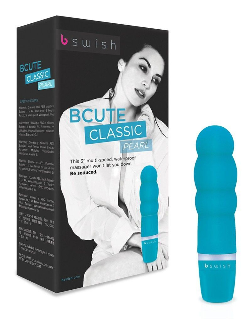 Бирюзовый рельефный мини-вибратор Bcute Classic Pearl - 10 см. (Цвет: бирюзовый)
