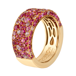 Кольцо с Рубинами, Розовыми и Фиолетовыми Сапфирами, R0256-0/14