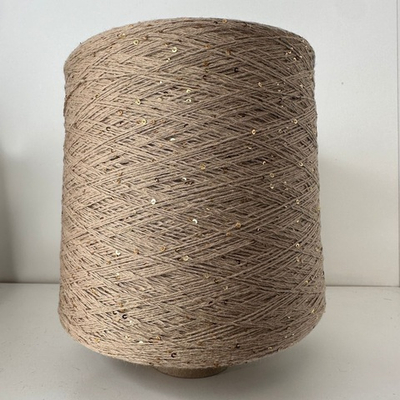 FORTE; 100% хлопок, пайетки 2мм; 640м/100гр; светло-коричневая нить, золотистые пайетки