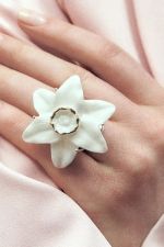 Кольцо Нарцисс XL, белый фарфор