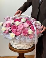 Цветочная корзина в розовых оттенках размер XL