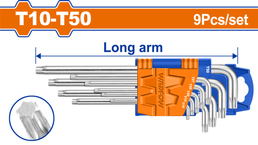 Набор шестигранников TORX 9 шт (6/48) WADFOW WHK3291
