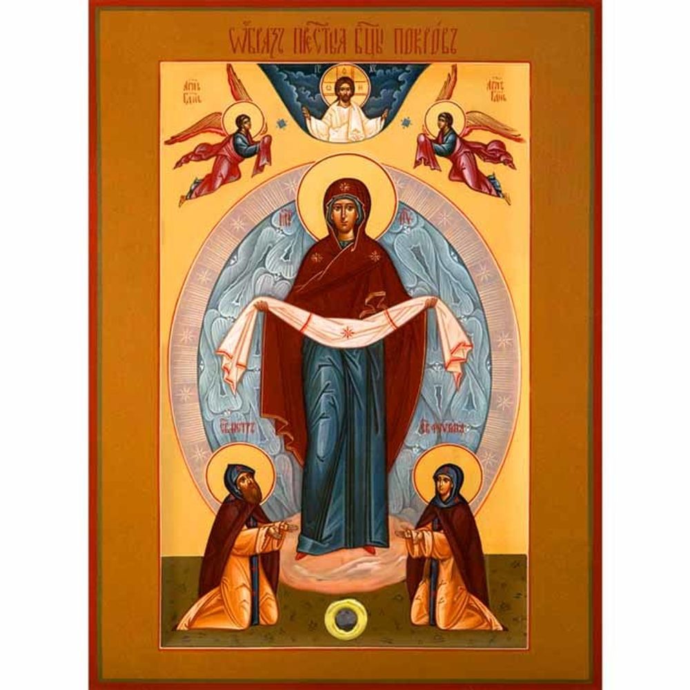 Покров. Икона на дереве с мощевиком. ОПИСАНИЕ ТОВАРА Редактировать