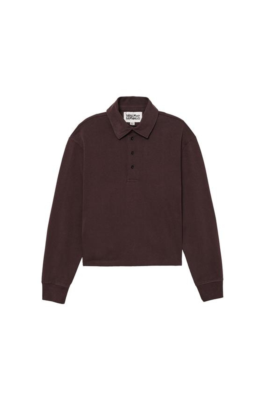 ZARA X BENITO ANTONIO ХЛОПКОВАЯ ФУТБОЛКА С ДЛИННЫМИ РУКАВАМИ, КОРИЧНЕВЫЙ