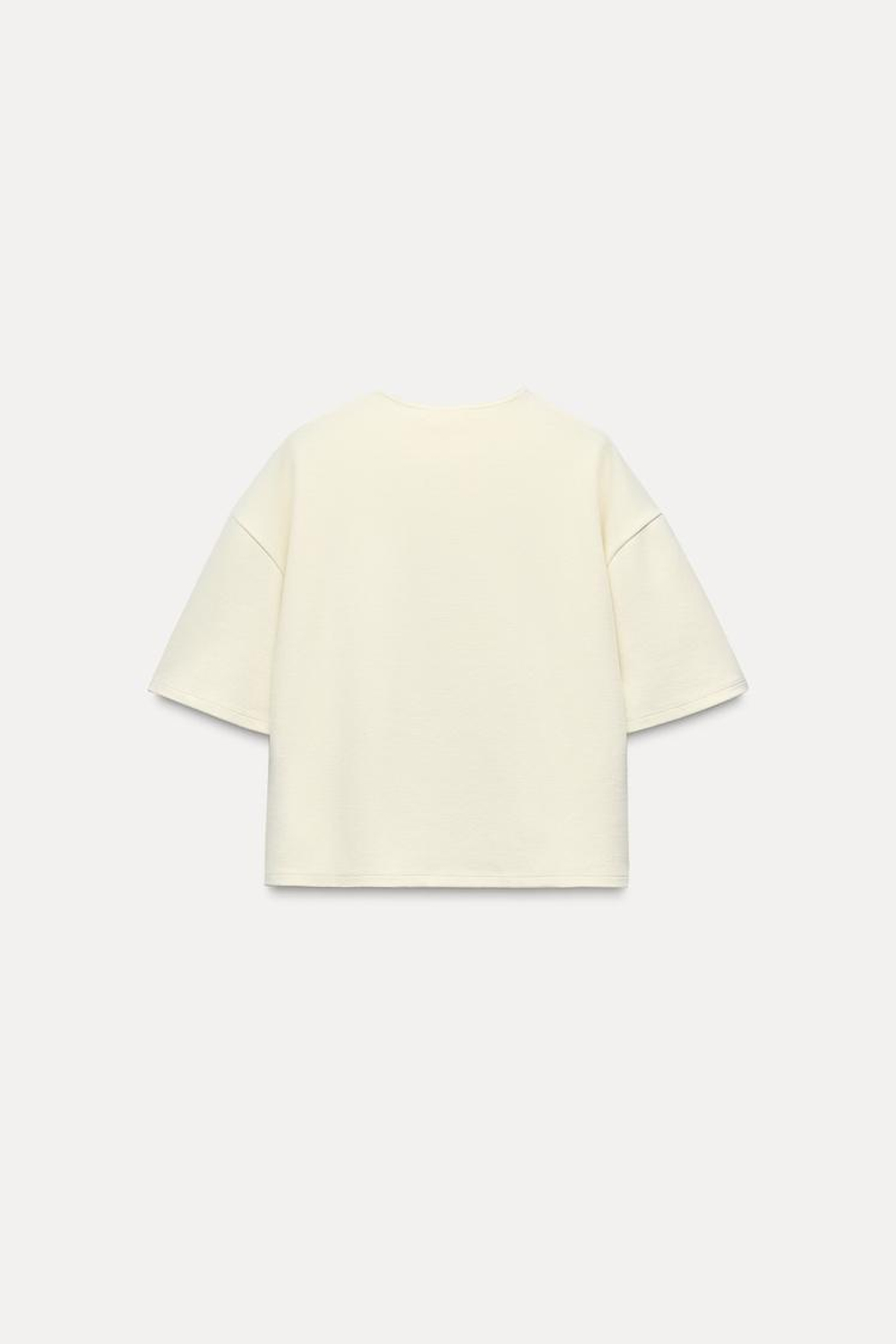 ZARA ТОП С КОРОТКИМИ РУКАВАМИ И ПРЯЖКАМИ, ЭКРЮ