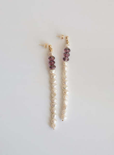 Gunga Серьги длинные с жемчугом и кристаллами Swarovski