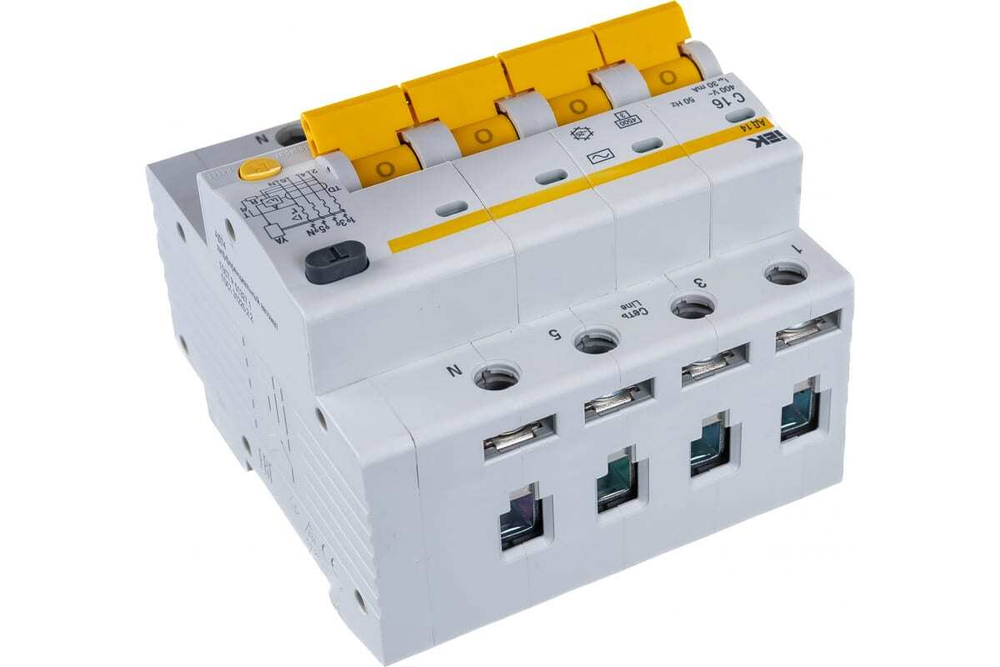 Дифференциальный автоматический выключатель АД14 4Р 16А 30мА IEK