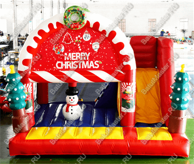 Коммерческий надувной батут "Рождественский" с крышей