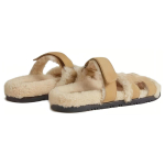 Hermes Chypre comfortable and lightweight rubber-soled casual slippers women's beige, H222195Z VD