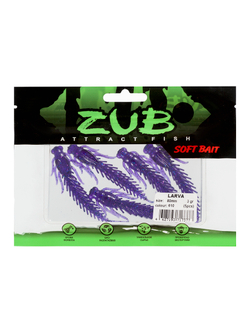 Приманка ZUB-LARVA  80мм(3,2")-5шт, (цвет 610) фиолетовый с блестками