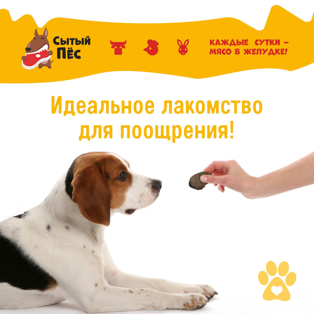 Лакомства для собак Сытый пёс / Легкое говяжье ломтики / 300 грамм