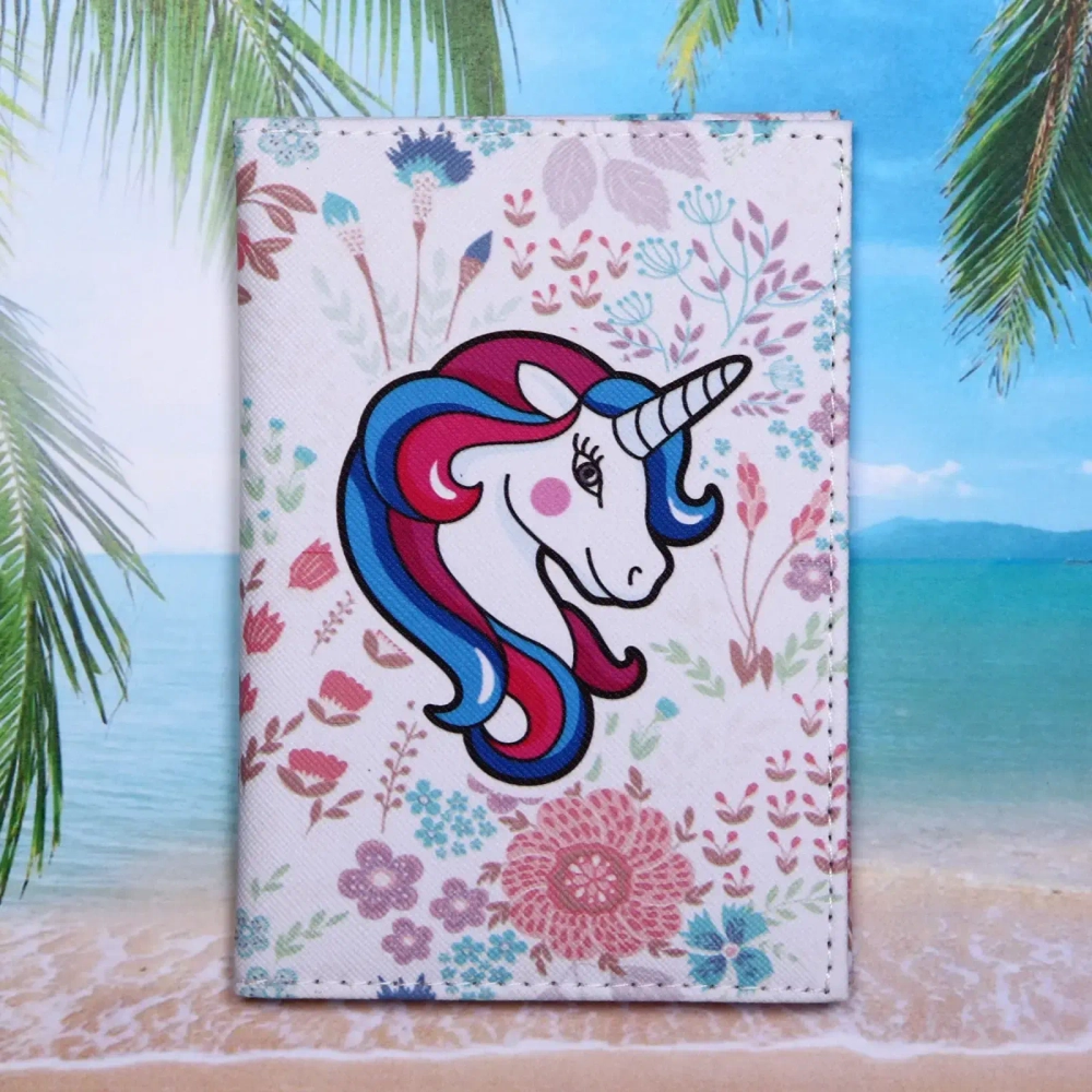 Обложка на паспорт «Travel», Красочный Единорог, 9,5*13см