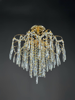 Люстра потолочная на штанге Lanbos Jewel, 5 ламп Е14, 200 Вт, золотая