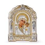 Казанская БМ, икона арочная с рамкой, белое дерево 167х228
