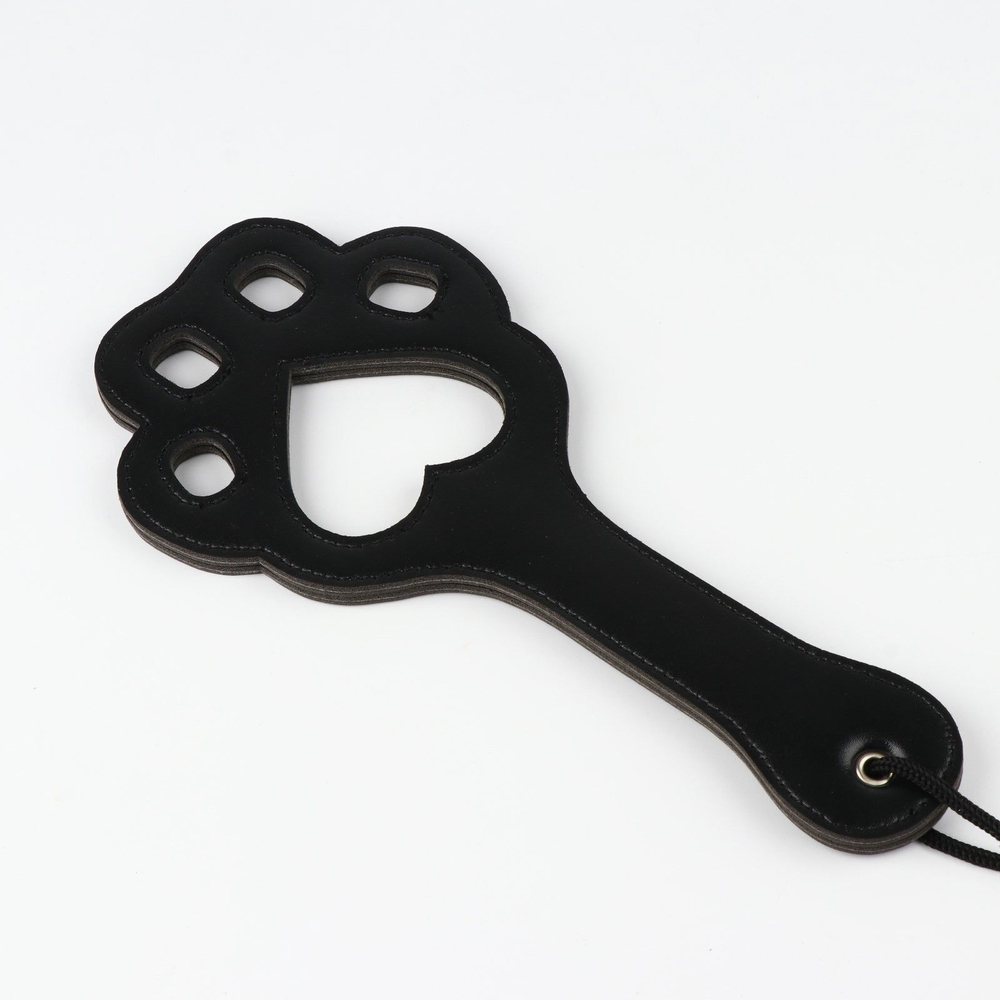 Черная кожаная шлепалка Лапка - 27 см. (Цвет: черный)